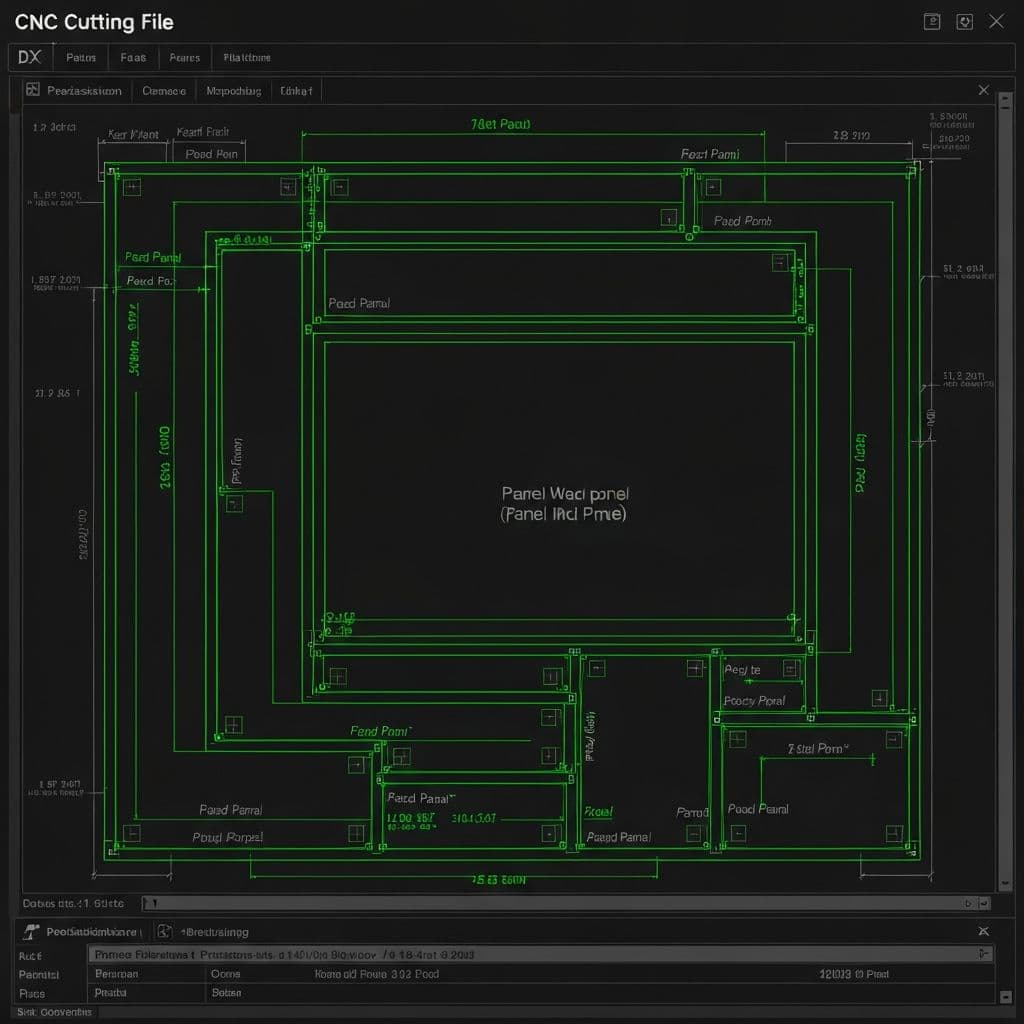 DXF export preview showing CNC cutting layout